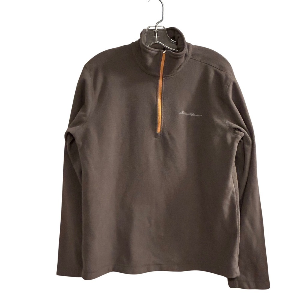 Eddie Bauer Men's Fleece Quarter Zip Pullover Top Size S Brown